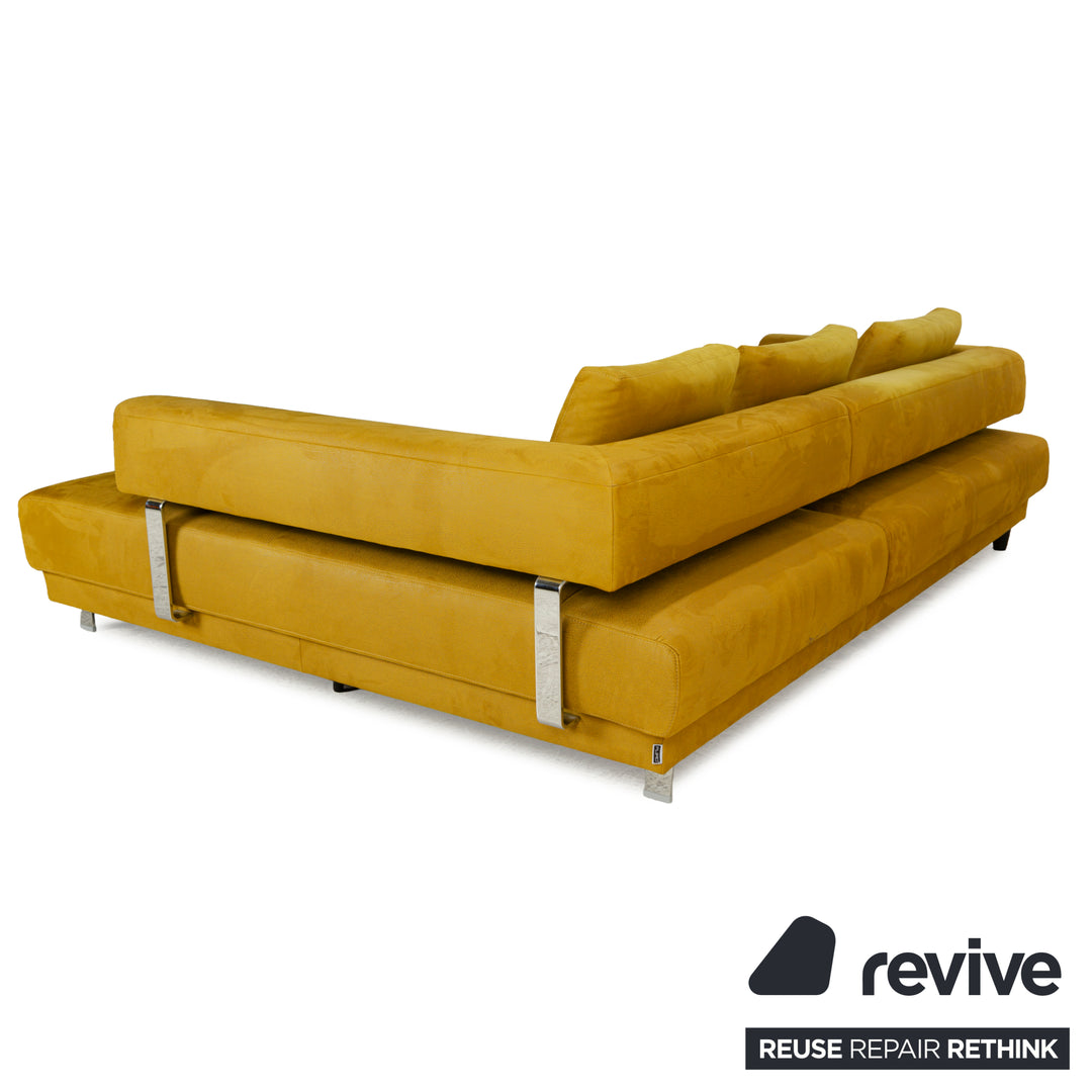 Ewald Schillig Brand Face Fabric Corner Sofa Yellow Brown Récamière right Sofa Couch