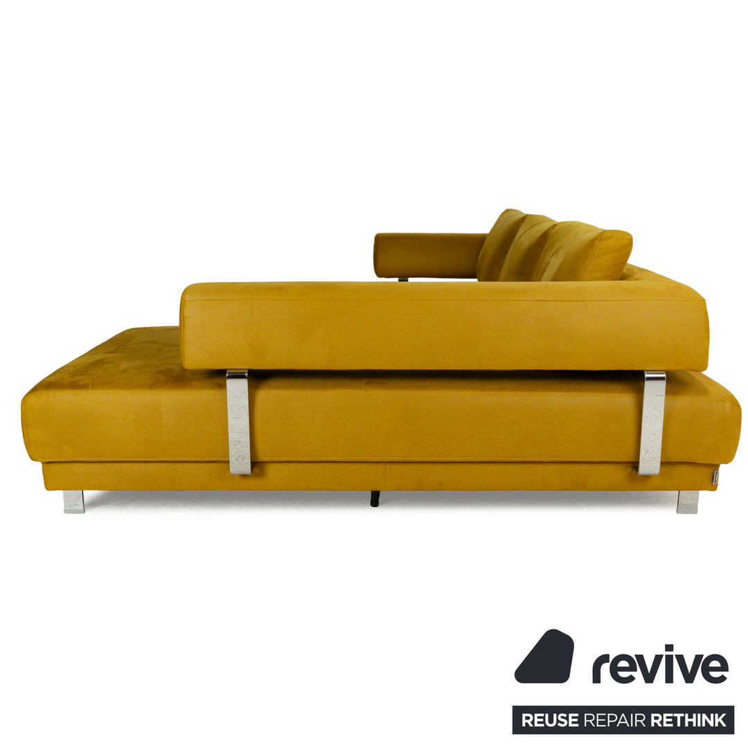 Ewald Schillig Brand Face Fabric Corner Sofa Yellow Brown Récamière right Sofa Couch