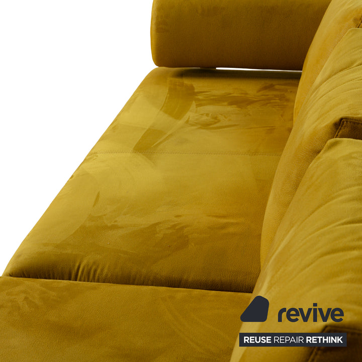 Ewald Schillig Brand Face Fabric Corner Sofa Yellow Brown Récamière right Sofa Couch