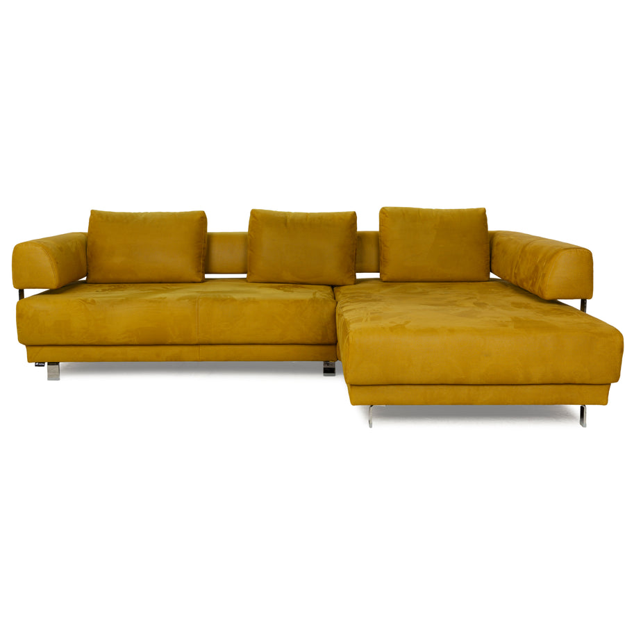 Ewald Schillig Brand Face Stoff Ecksofa Gelb Braun Récamière rechts Sofa Couch