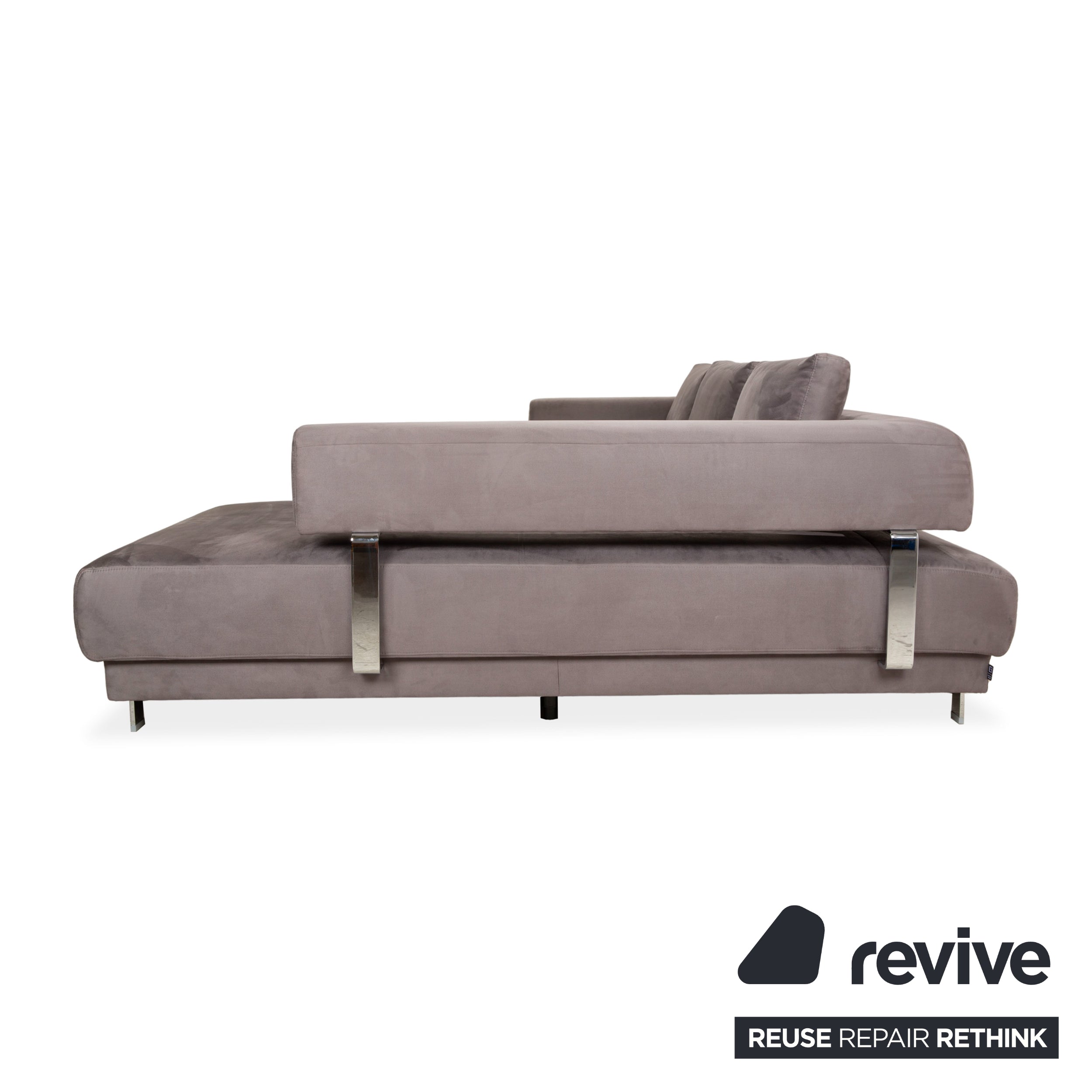 Ewald Schillig Brand Face Canapé d'angle en tissu velours Gris Beige Canapé Canapé