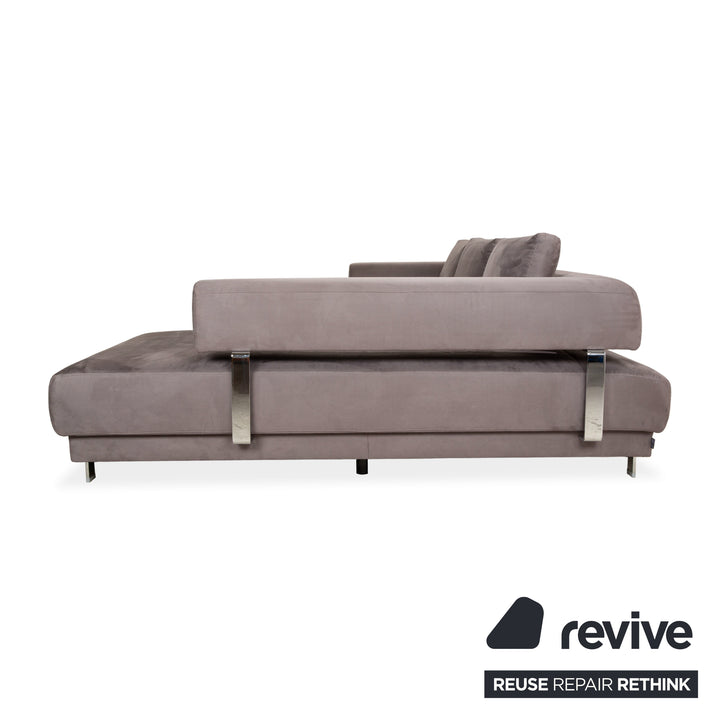 Ewald Schillig Brand Face Canapé d'angle en tissu velours Gris Beige Canapé Canapé