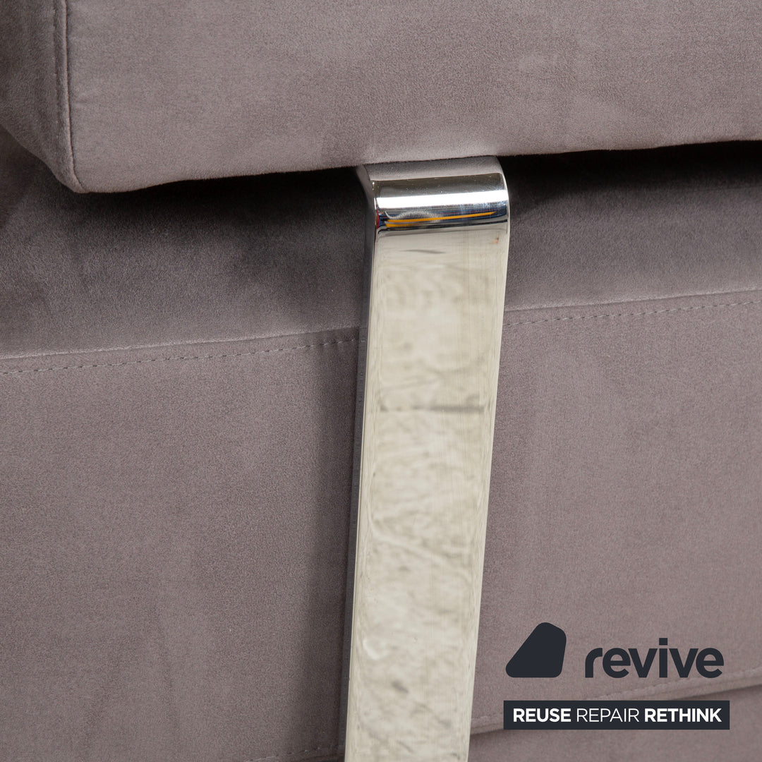 Ewald Schillig Brand Face Canapé d'angle en tissu velours Gris Beige Canapé Canapé