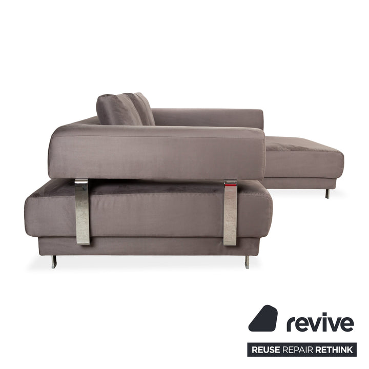 Ewald Schillig Brand Face Canapé d'angle en tissu velours Gris Beige Canapé Canapé