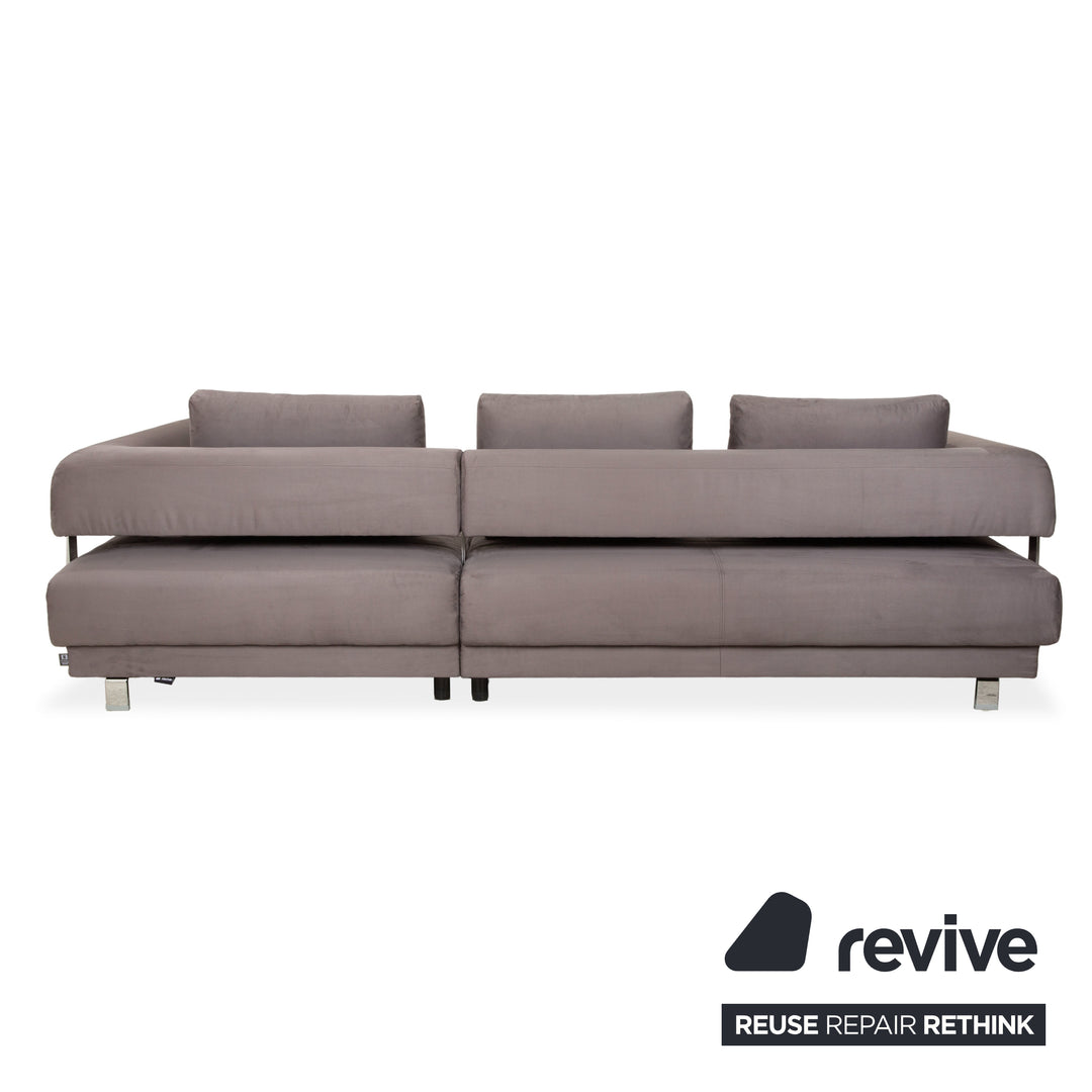 Ewald Schillig Brand Face Canapé d'angle en tissu velours Gris Beige Canapé Canapé