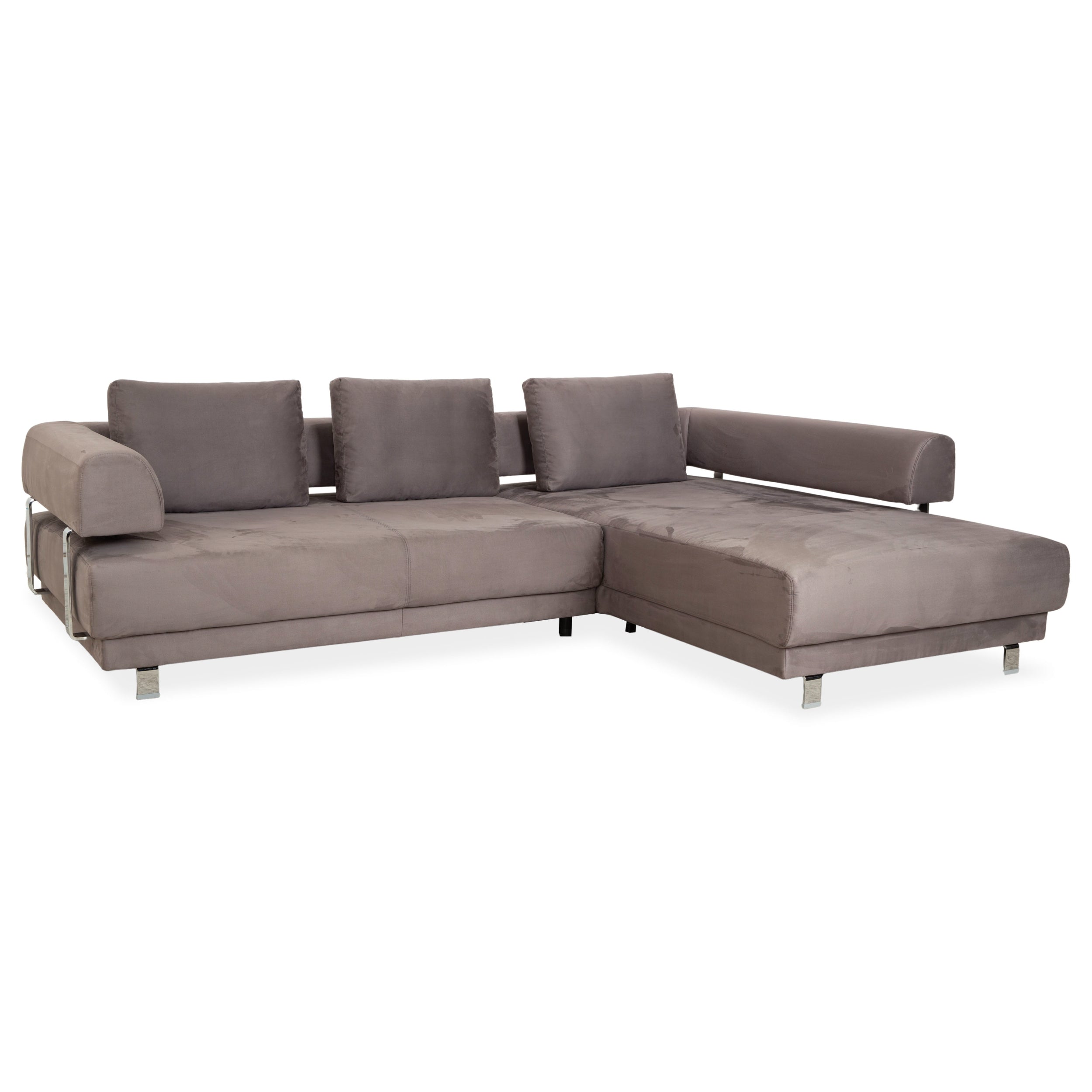 Ewald Schillig Brand Face Canapé d'angle en tissu velours Gris Beige Canapé Canapé