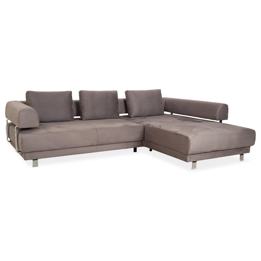 Ewald Schillig Brand Face Canapé d'angle en tissu velours Gris Beige Canapé Canapé