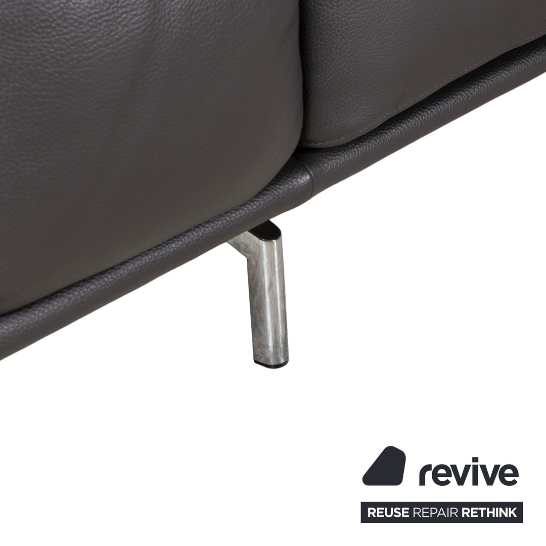 Ewald Schillig Brand Shine Leder Ecksofa Anthrazit Grau Sofa Couch elektrische Funktion