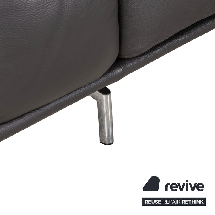 Ewald Schillig Brand Shine Leder Ecksofa Anthrazit Grau Sofa Couch elektrische Funktion