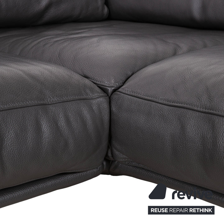 Ewald Schillig Brand Shine Leder Ecksofa Anthrazit Grau Sofa Couch elektrische Funktion