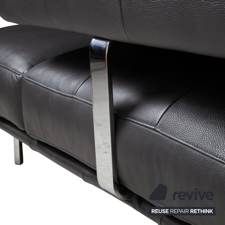 Ewald Schillig Brand Shine Leder Ecksofa Anthrazit Grau Sofa Couch elektrische Funktion