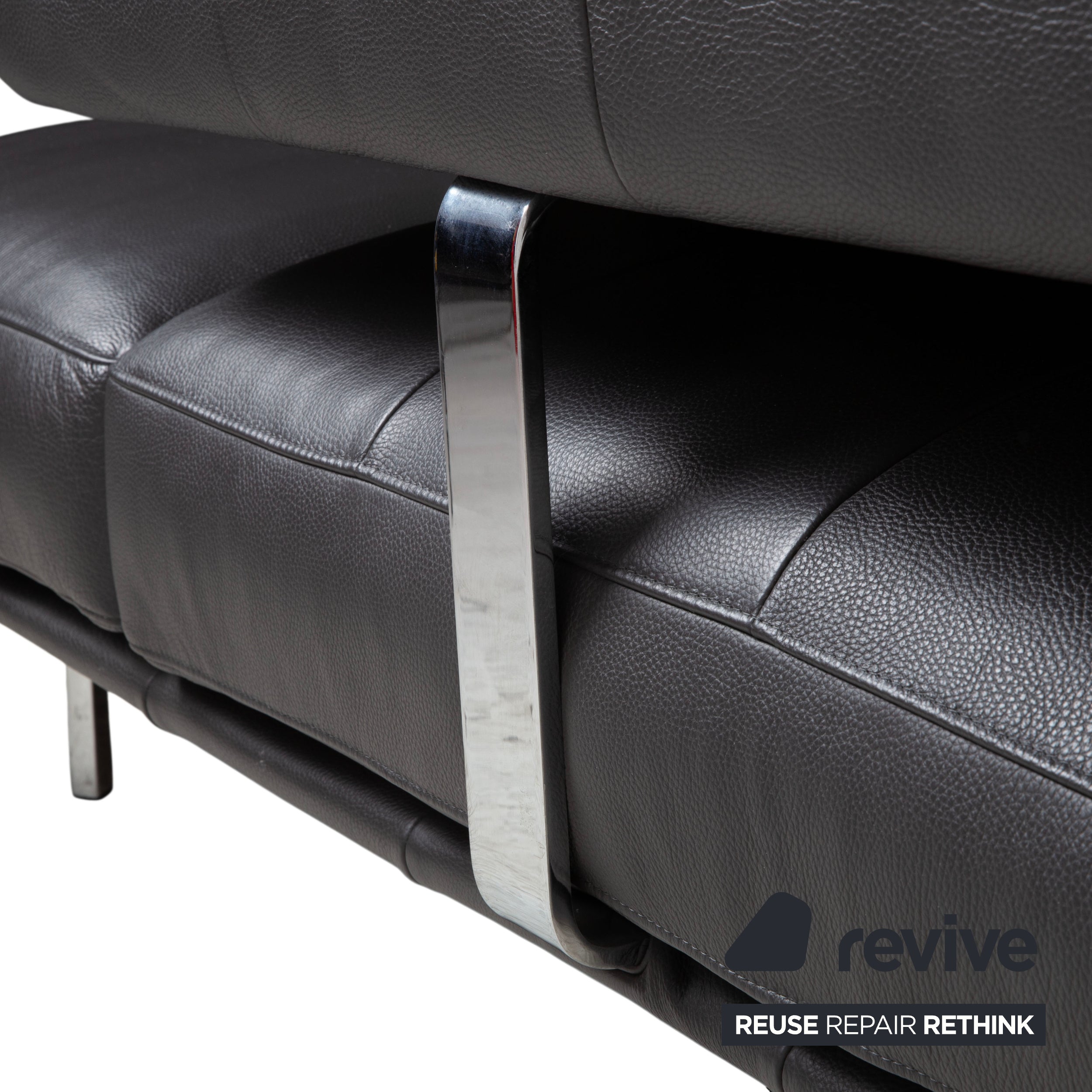 Ewald Schillig Brand Shine Leather Corner Sofa Anthracite Grey Sofa Couch Electric Function