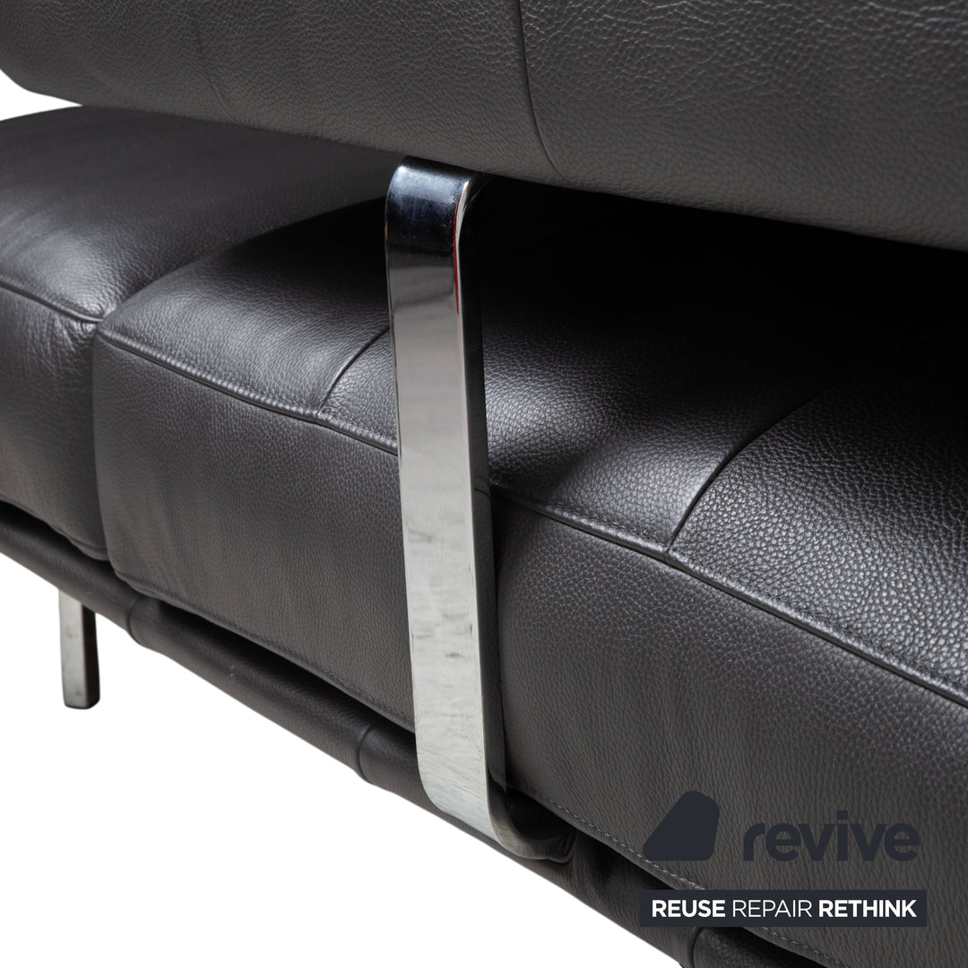 Ewald Schillig Brand Shine Leather Corner Sofa Anthracite Grey Sofa Couch Electric Function