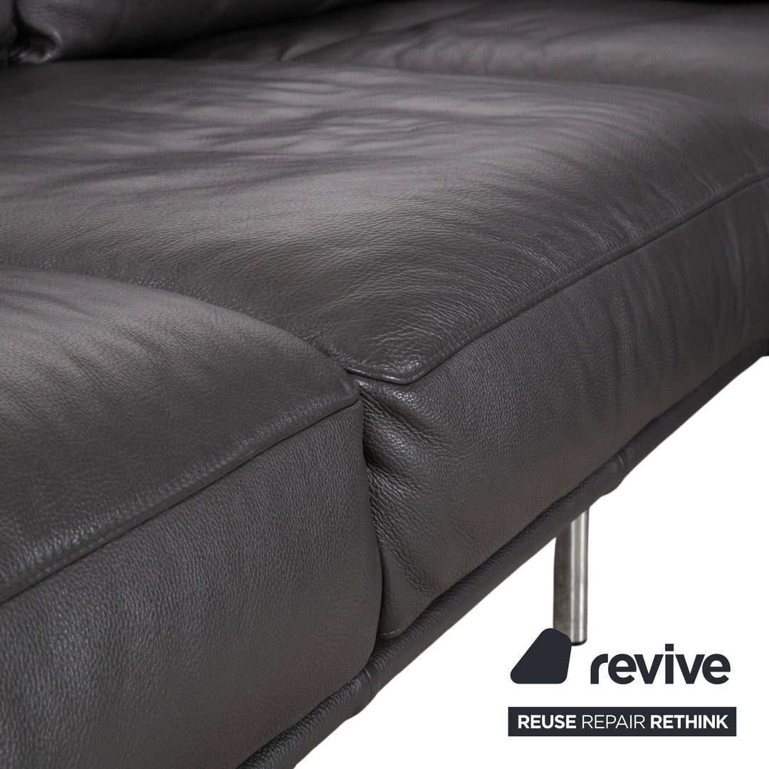 Ewald Schillig Brand Shine Leder Ecksofa Anthrazit Grau Sofa Couch elektrische Funktion