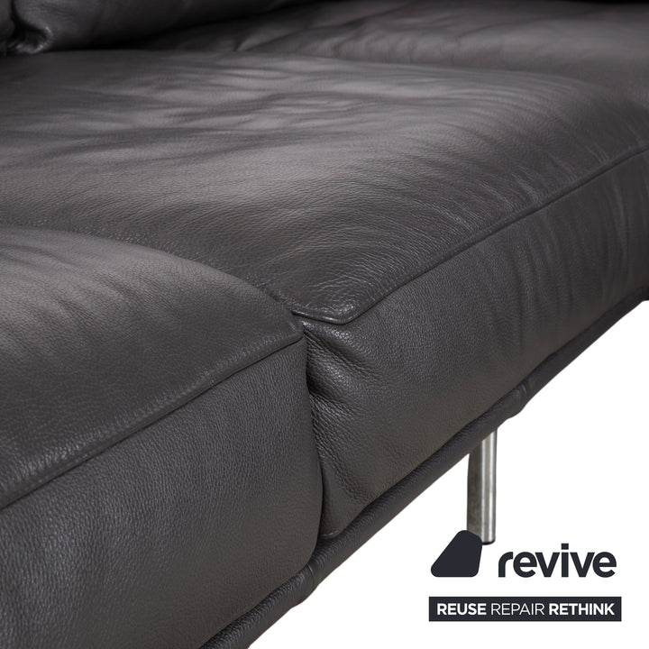 Canapé d'angle en cuir Ewald Schillig Brand Shine anthracite gris avec fonction électrique