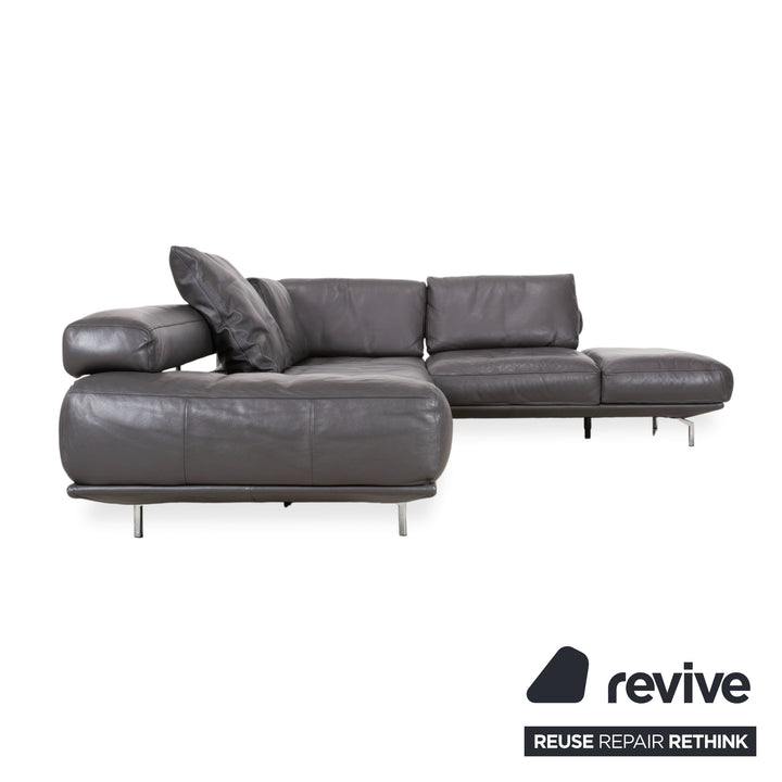 Ewald Schillig Brand Shine Leder Ecksofa Anthrazit Grau Sofa Couch elektrische Funktion