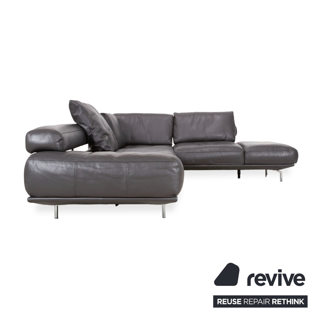Ewald Schillig Brand Shine Leather Corner Sofa Anthracite Grey Sofa Couch Electric Function