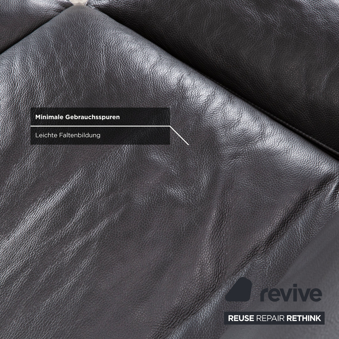 Ewald Schillig Brand Shine Leather Corner Sofa Anthracite Grey Sofa Couch Electric Function