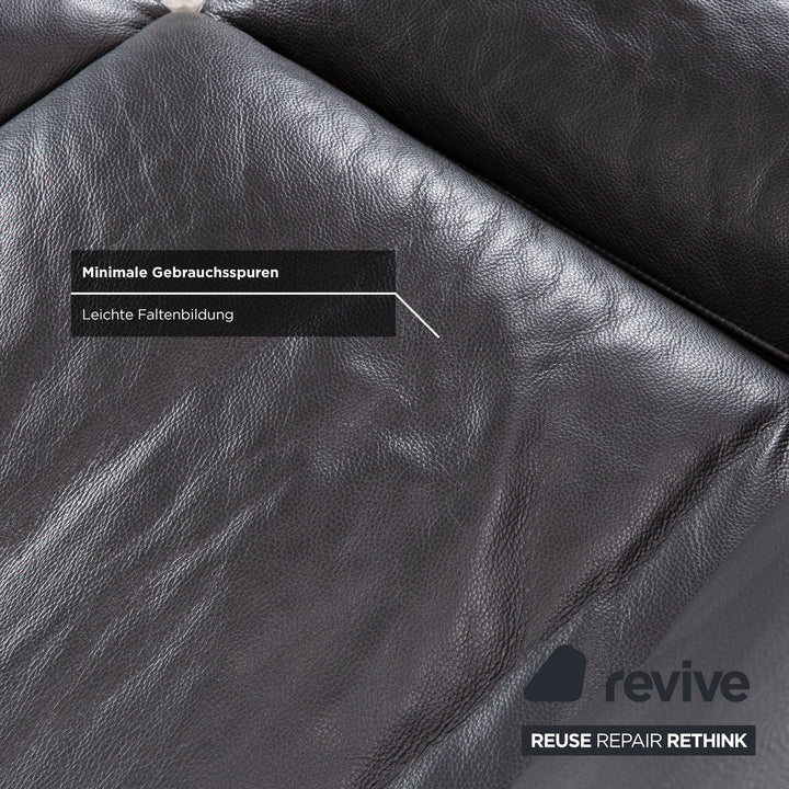 Ewald Schillig Brand Shine Leder Ecksofa Anthrazit Grau Sofa Couch elektrische Funktion