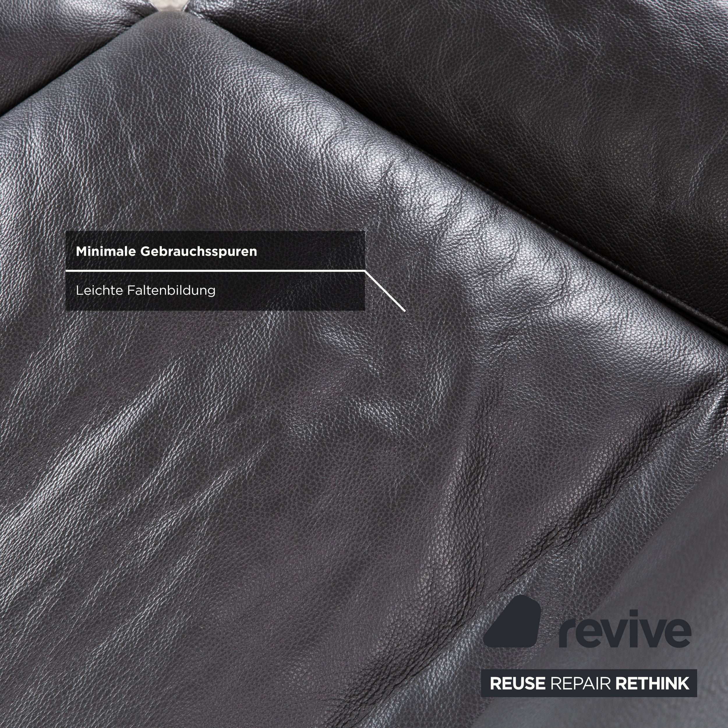 Ewald Schillig Brand Shine Leather Corner Sofa Anthracite Grey Sofa Couch Electric Function