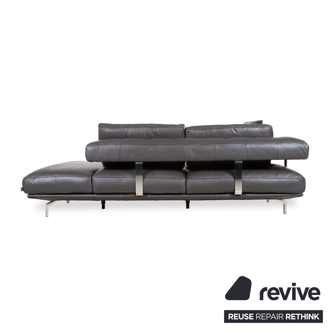 Ewald Schillig Brand Shine Leder Ecksofa Anthrazit Grau Sofa Couch elektrische Funktion