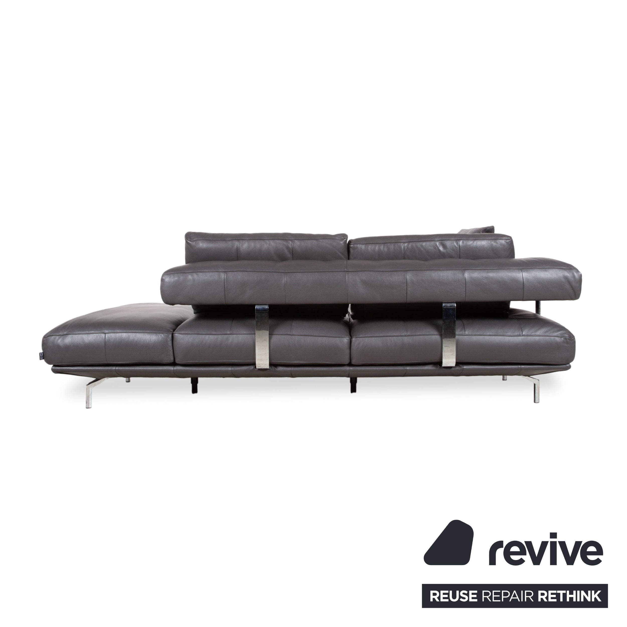 Ewald Schillig Brand Shine Leather Corner Sofa Anthracite Grey Sofa Couch Electric Function