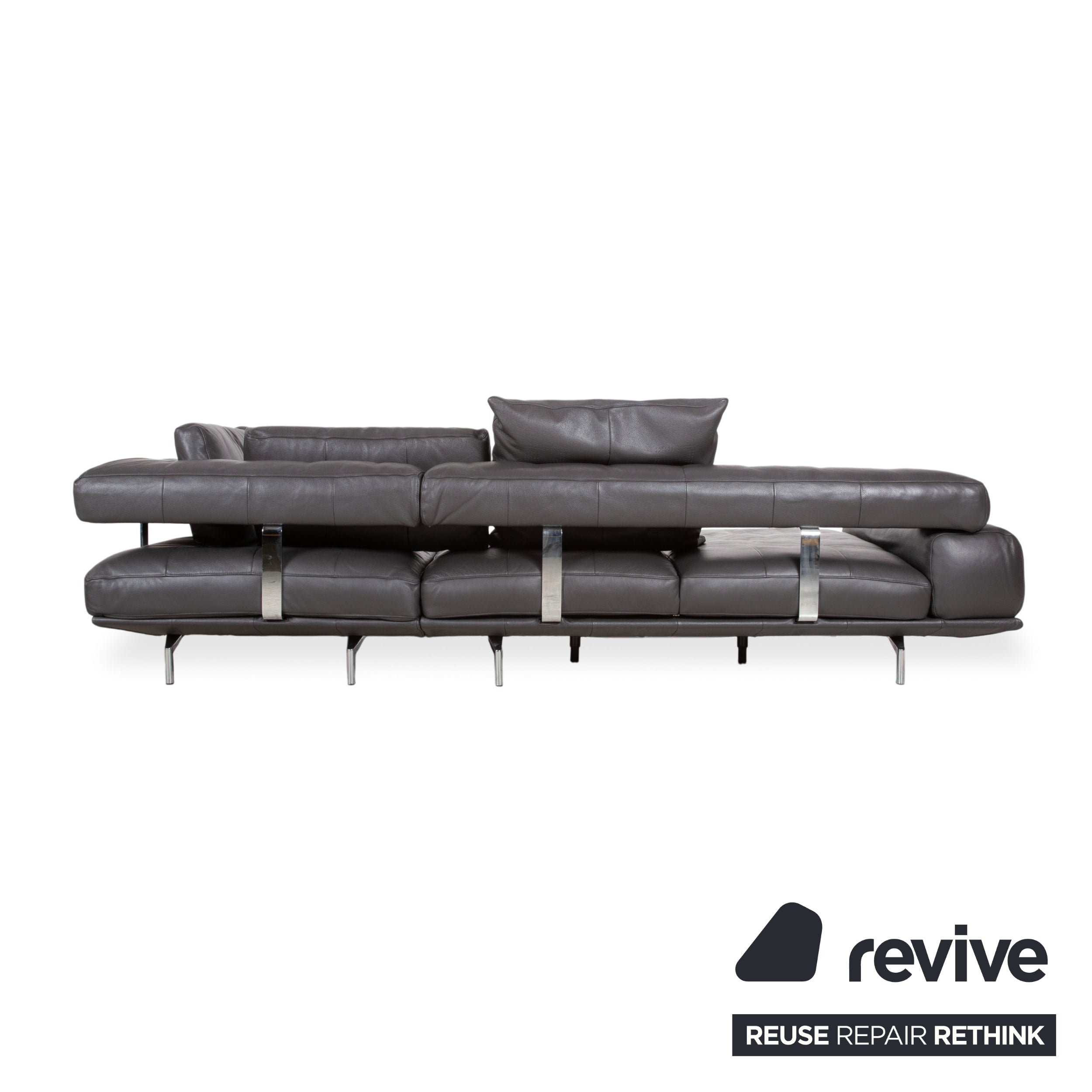 Ewald Schillig Brand Shine Leather Corner Sofa Anthracite Grey Sofa Couch Electric Function