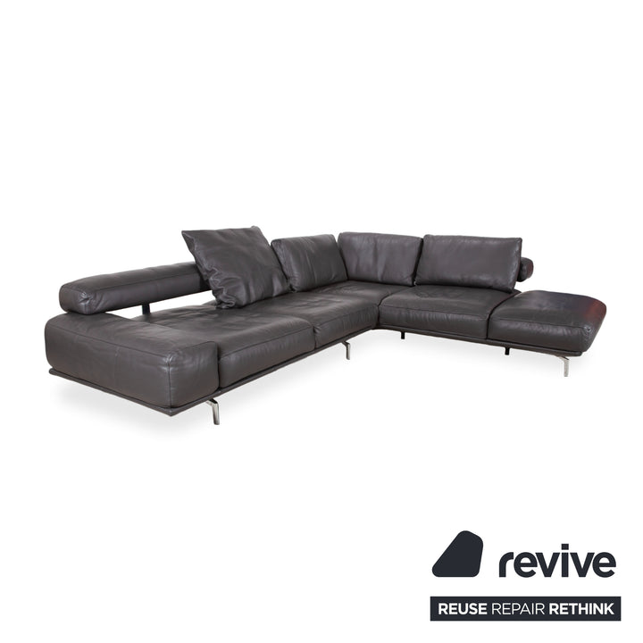 Ewald Schillig Brand Shine Leder Ecksofa Anthrazit Grau Sofa Couch elektrische Funktion