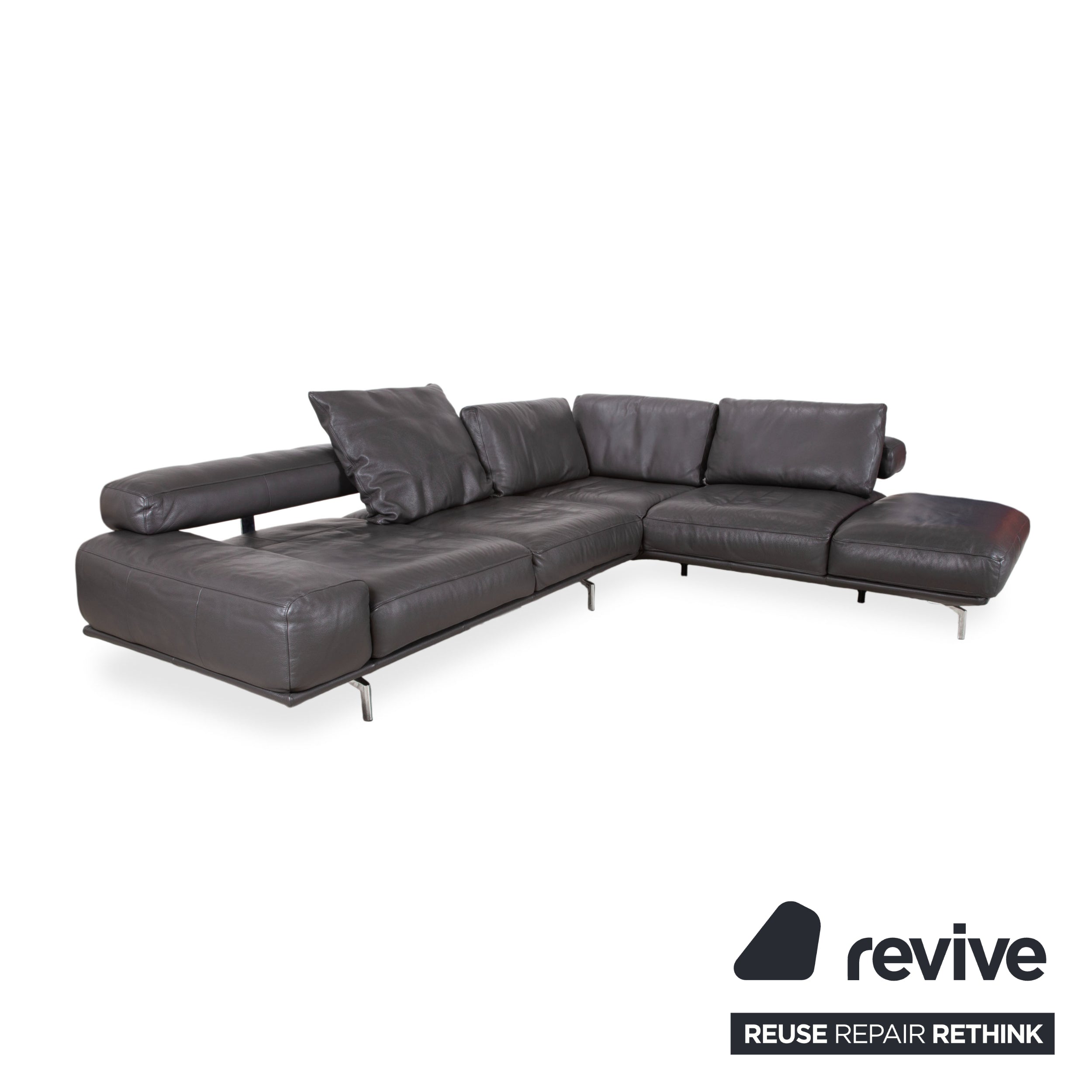 Ewald Schillig Brand Shine Leather Corner Sofa Anthracite Grey Sofa Couch Electric Function
