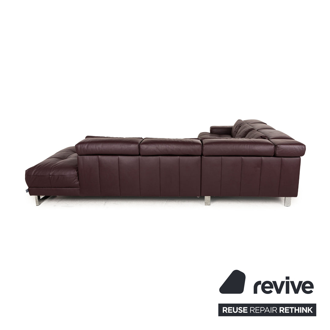 Ewald Schillig Broadway Leder Ecksofa Violett manuelle Funktion Sofa Couch