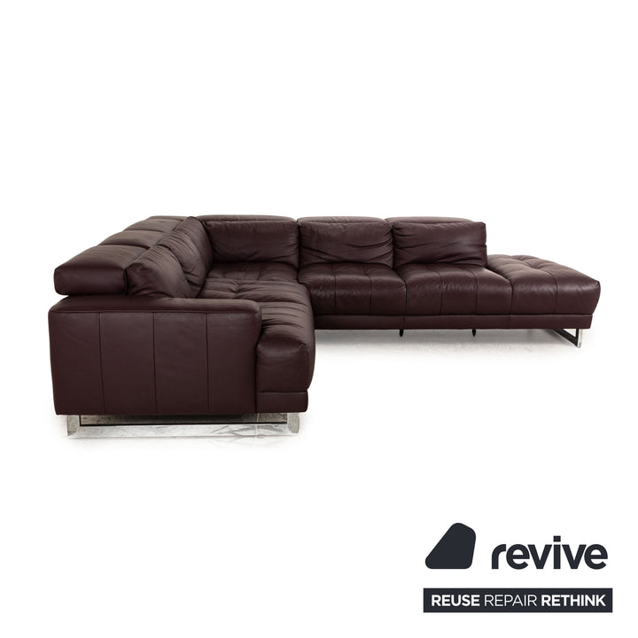 Ewald Schillig Broadway Leder Ecksofa Violett manuelle Funktion Sofa Couch