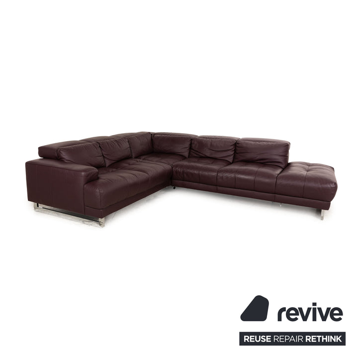 Ewald Schillig Broadway Leder Ecksofa Violett manuelle Funktion Sofa Couch