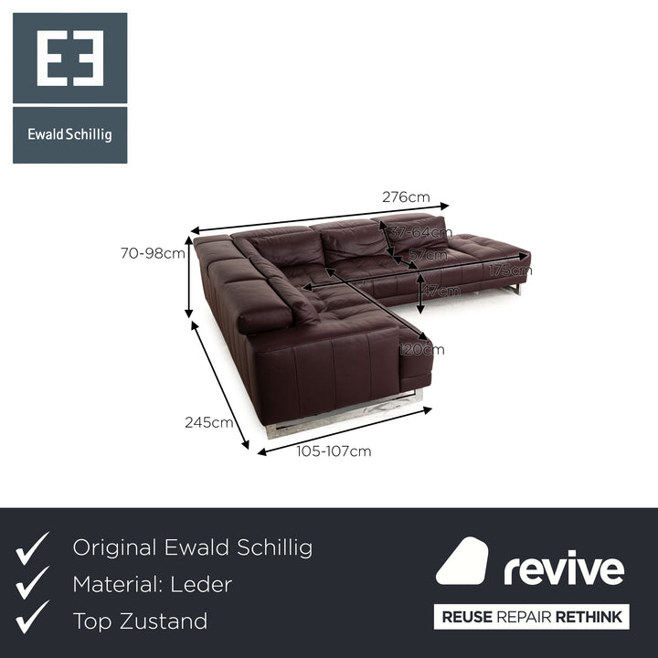 Ewald Schillig Broadway Leder Ecksofa Violett manuelle Funktion Sofa Couch