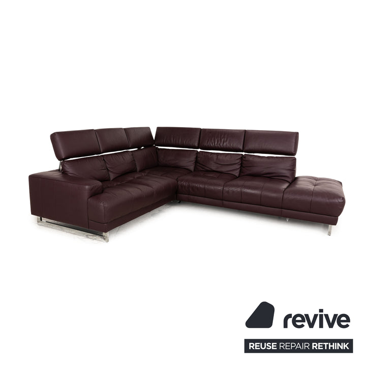 Ewald Schillig Broadway Leder Ecksofa Violett manuelle Funktion Sofa Couch