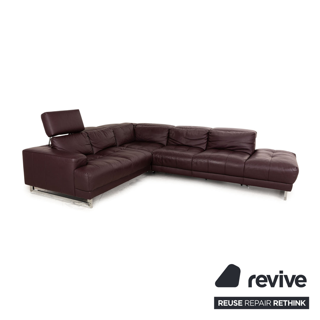 Ewald Schillig Broadway Leder Ecksofa Violett manuelle Funktion Sofa Couch