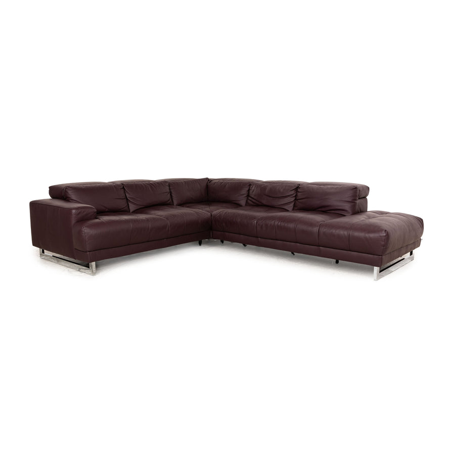 Ewald Schillig Broadway Canapé d'angle en cuir Violet Fonction manuelle Canapé