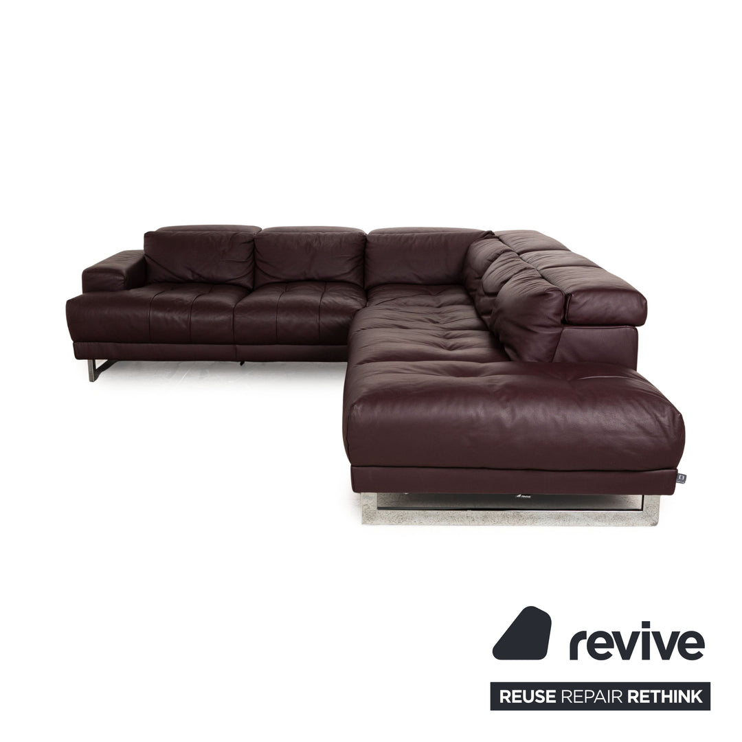 Ewald Schillig Broadway Leder Ecksofa Violett manuelle Funktion Sofa Couch