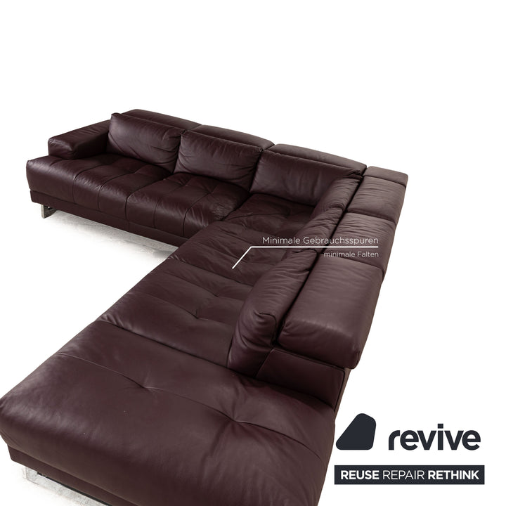 Ewald Schillig Broadway Leder Ecksofa Violett manuelle Funktion Sofa Couch