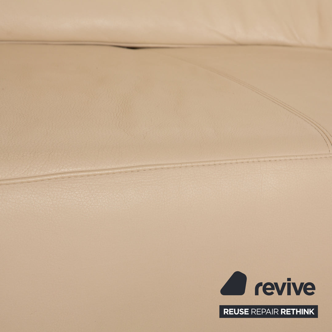 Ewald Schillig Butterfly Leder Dreisitzer Creme Sofa Couch manuelle Funktion
