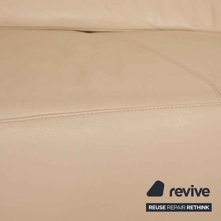 Ewald Schillig Butterfly Leder Dreisitzer Creme Sofa Couch manuelle Funktion