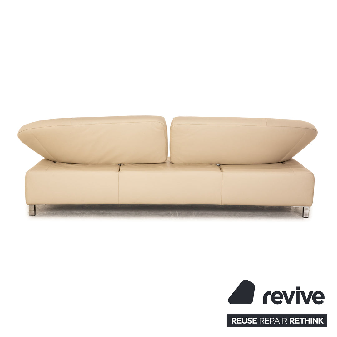 Ewald Schillig Butterfly Leder Dreisitzer Creme Sofa Couch manuelle Funktion