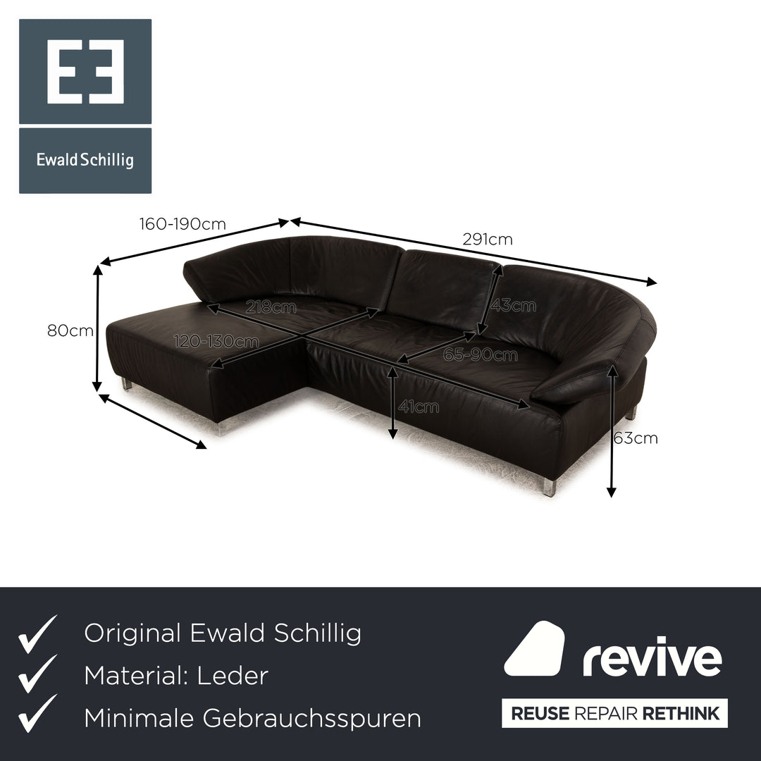 Ewald Schillig Butterfly Leder Ecksofa Schwarz Couch Sofa manuelle Funktion