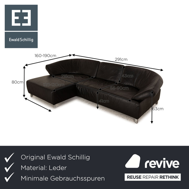 Ewald Schillig Butterfly Leder Ecksofa Schwarz Couch Sofa manuelle Funktion