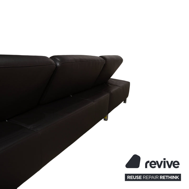 Canapé d'angle Ewald Schillig Butterfly en cuir noir fonction manuelle canapé divan