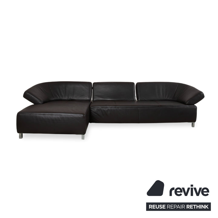 Canapé d'angle Ewald Schillig Butterfly en cuir noir fonction manuelle canapé divan