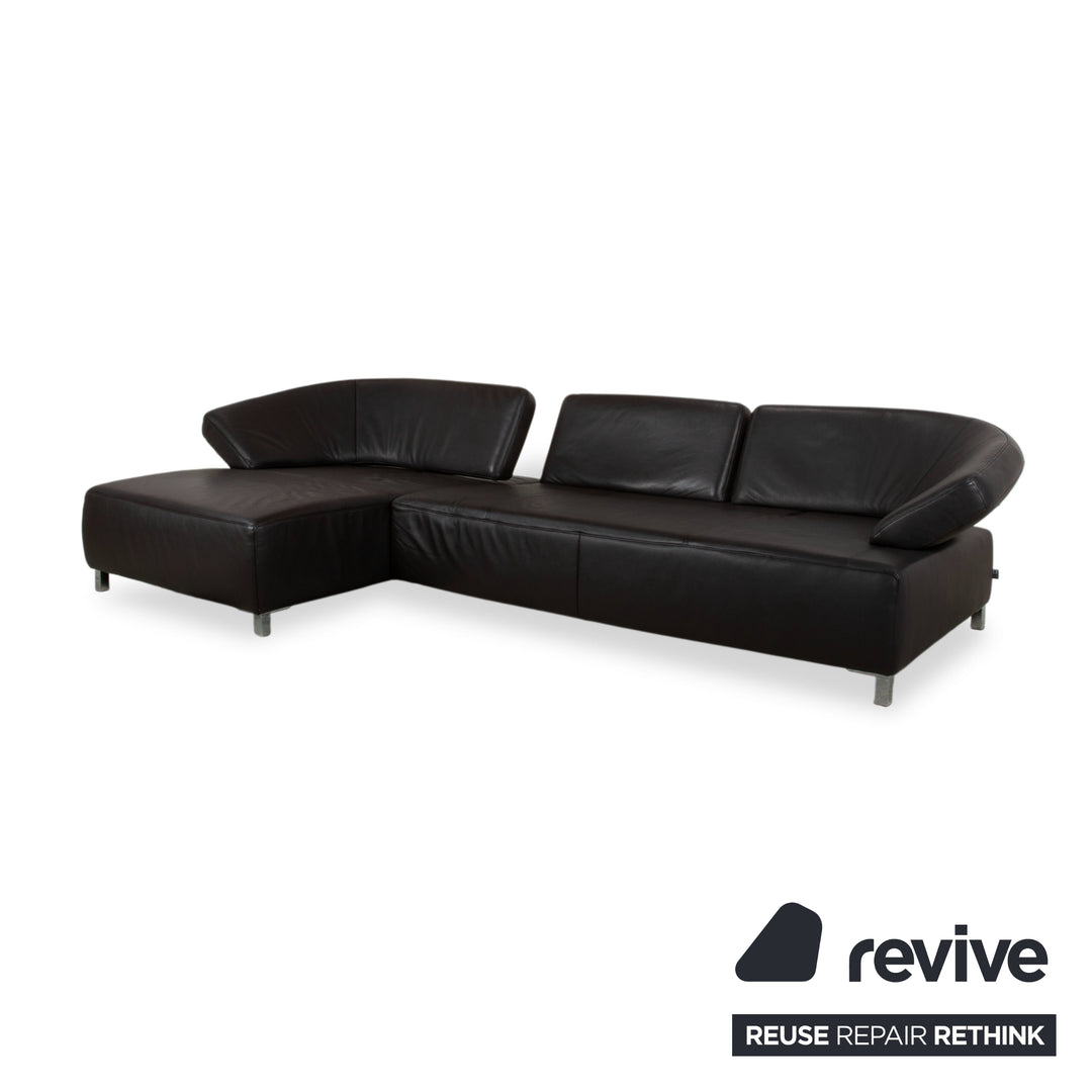 Canapé d'angle Ewald Schillig Butterfly en cuir noir fonction manuelle canapé divan