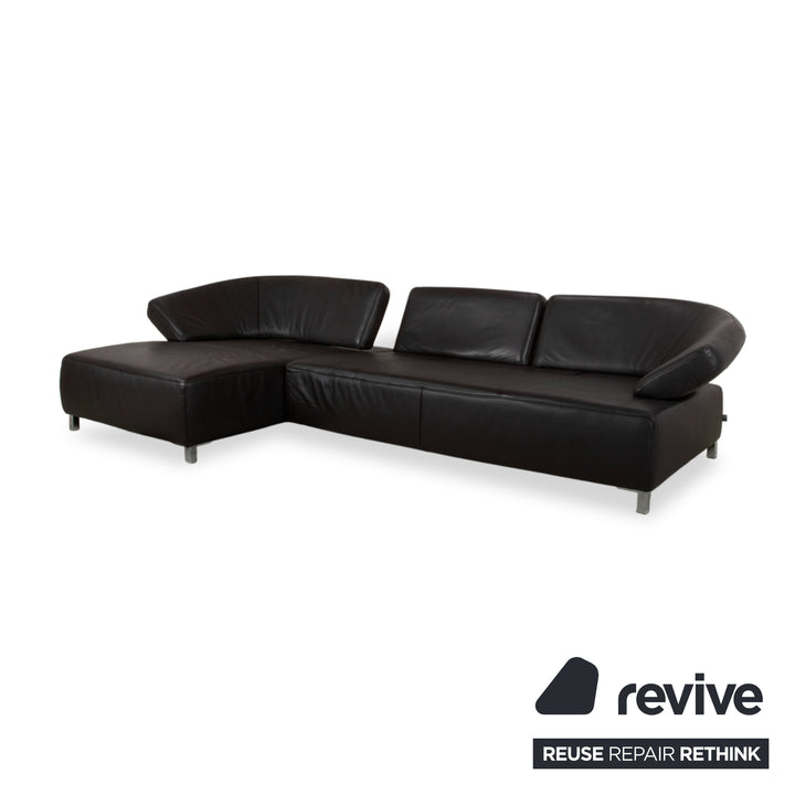 Canapé d'angle Ewald Schillig Butterfly en cuir noir fonction manuelle canapé divan