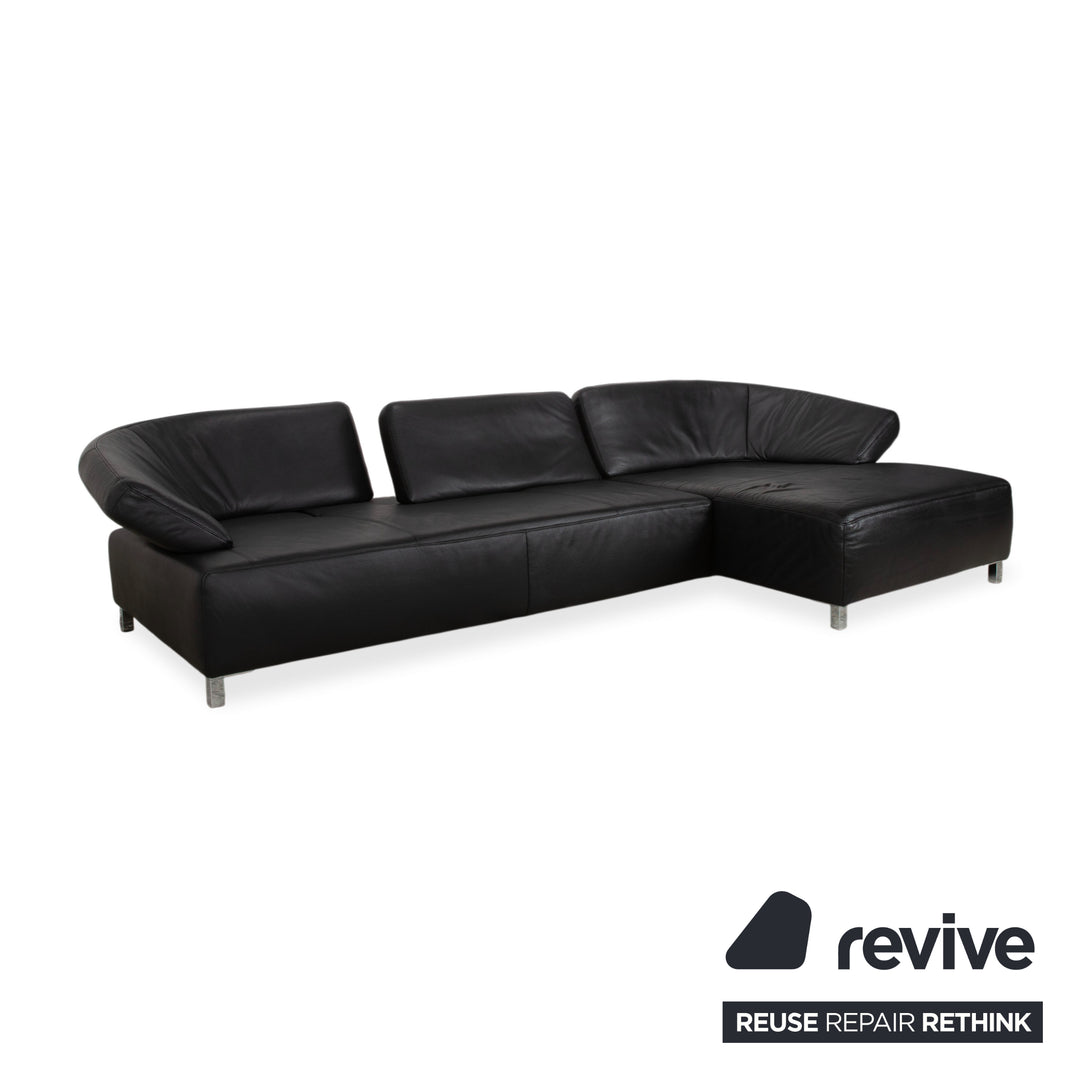 Ewald Schillig Butterfly Leder Ecksofa Schwarz manuelle Funktion Sofa Couch