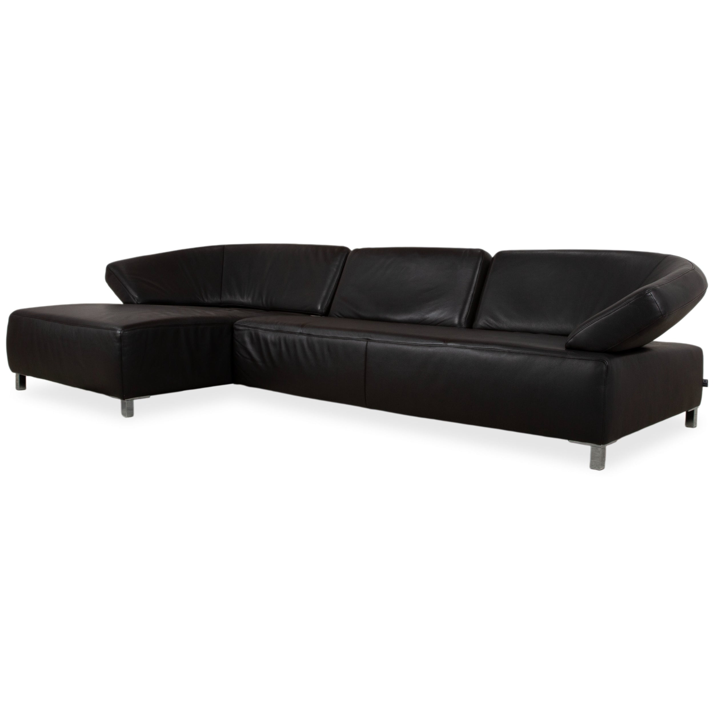 Ewald Schillig Butterfly Leder Ecksofa Schwarz manuelle Funktion Sofa Couch