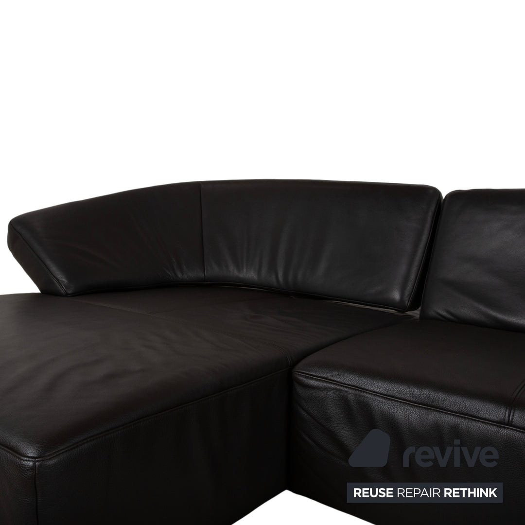 Canapé d'angle Ewald Schillig Butterfly en cuir noir fonction manuelle canapé divan
